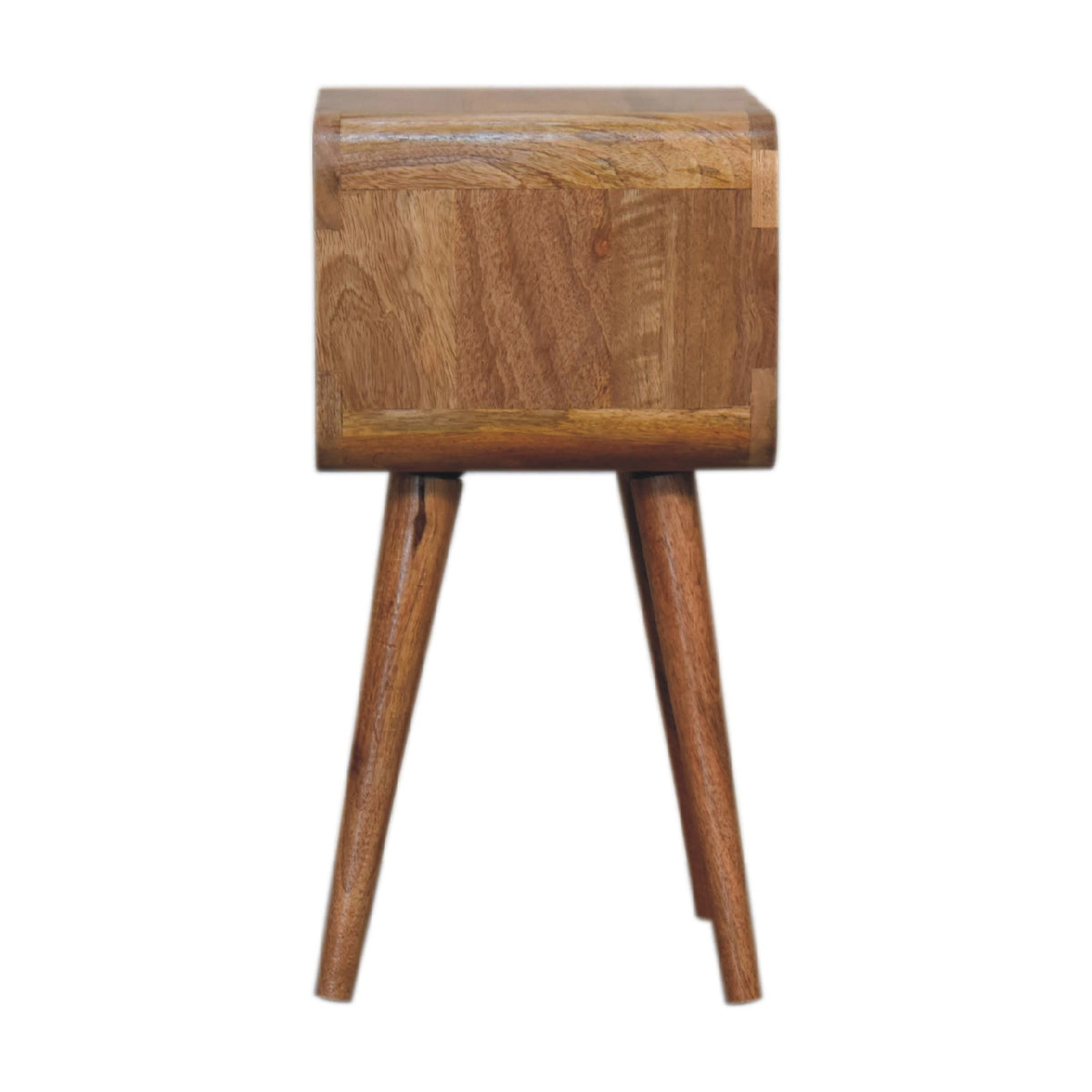 Mini Curved Mango Wood Open Bedside Table