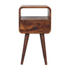 Mini Chestnut Curved Bedside Table