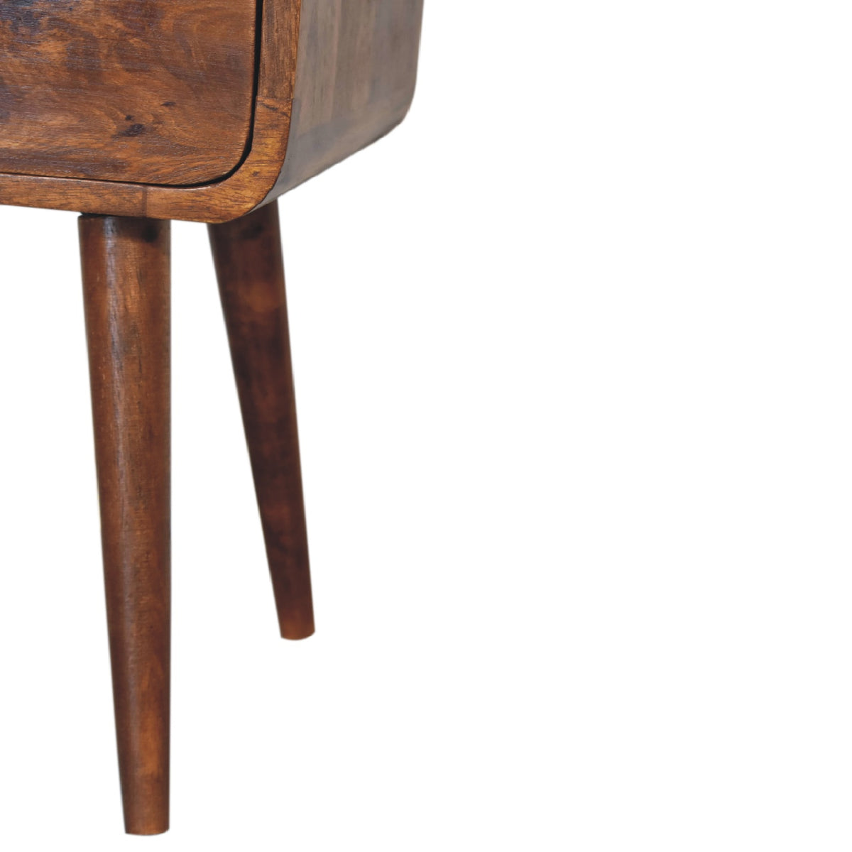 Mini Chestnut Curved Open Bedside Table