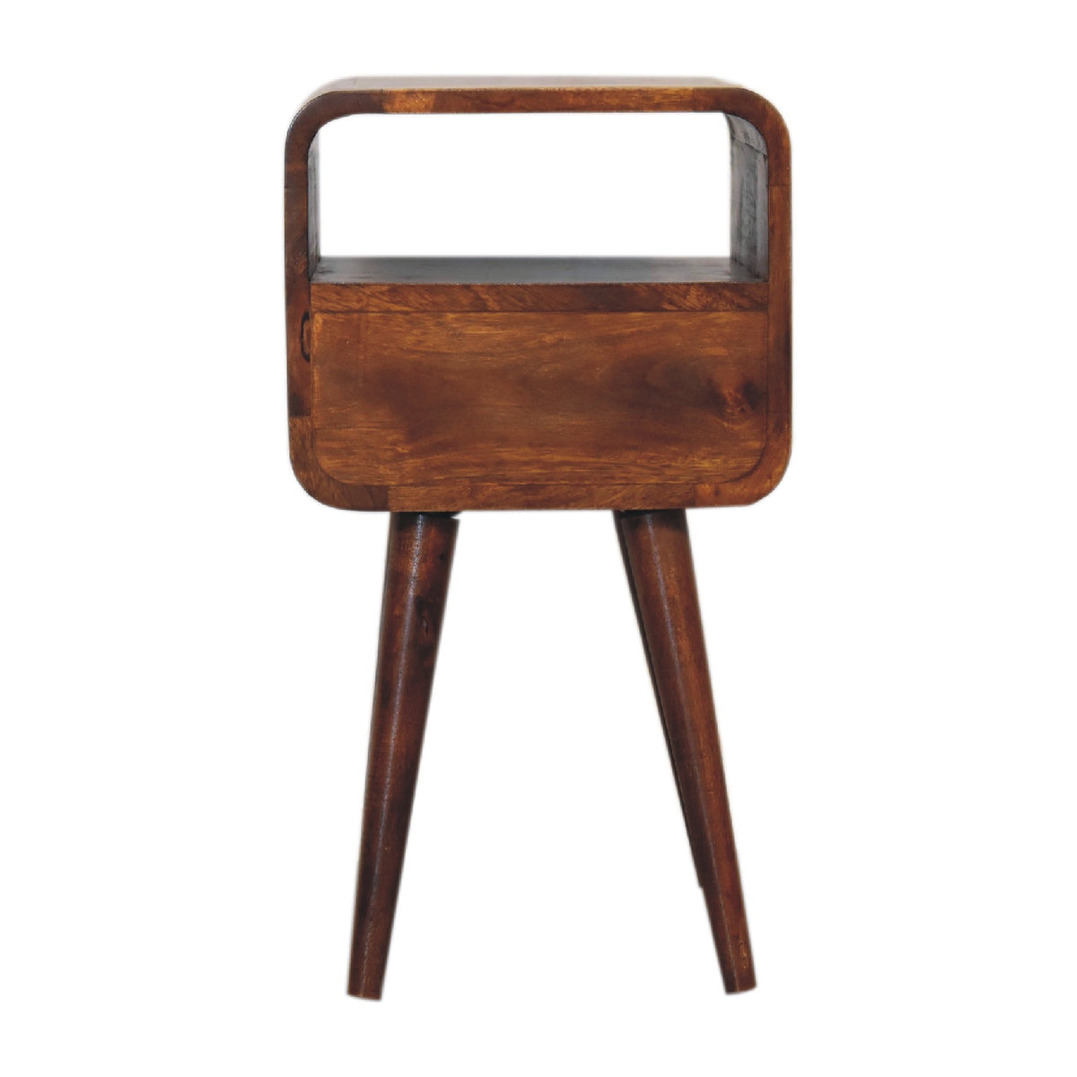 Mini Chestnut Curved Open Bedside Table