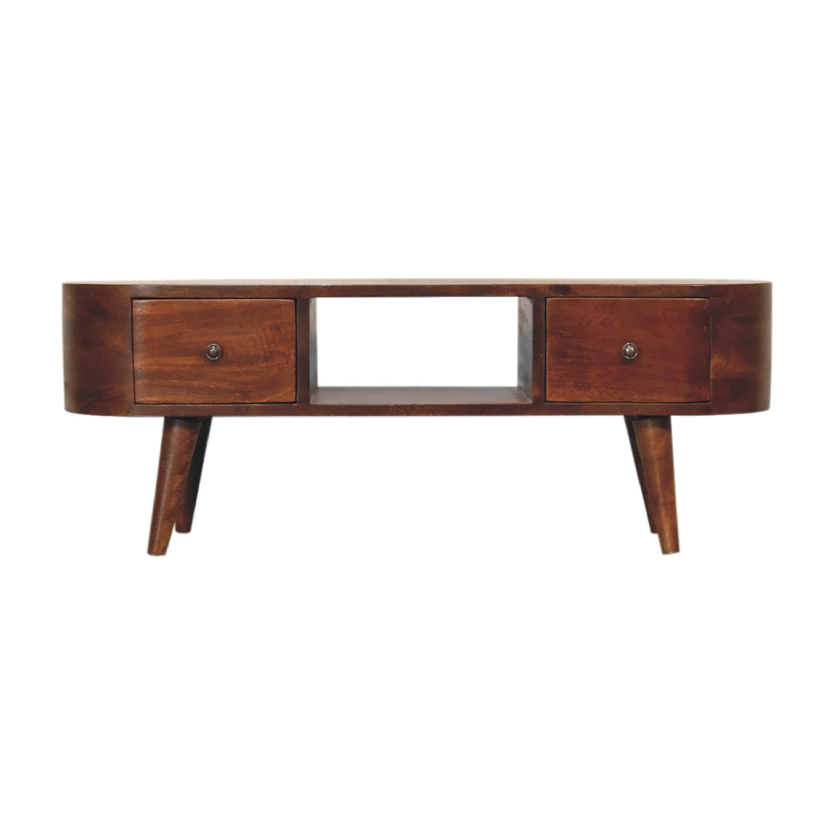 Open 2 Drawer Mango Wood TV Table Media Unit