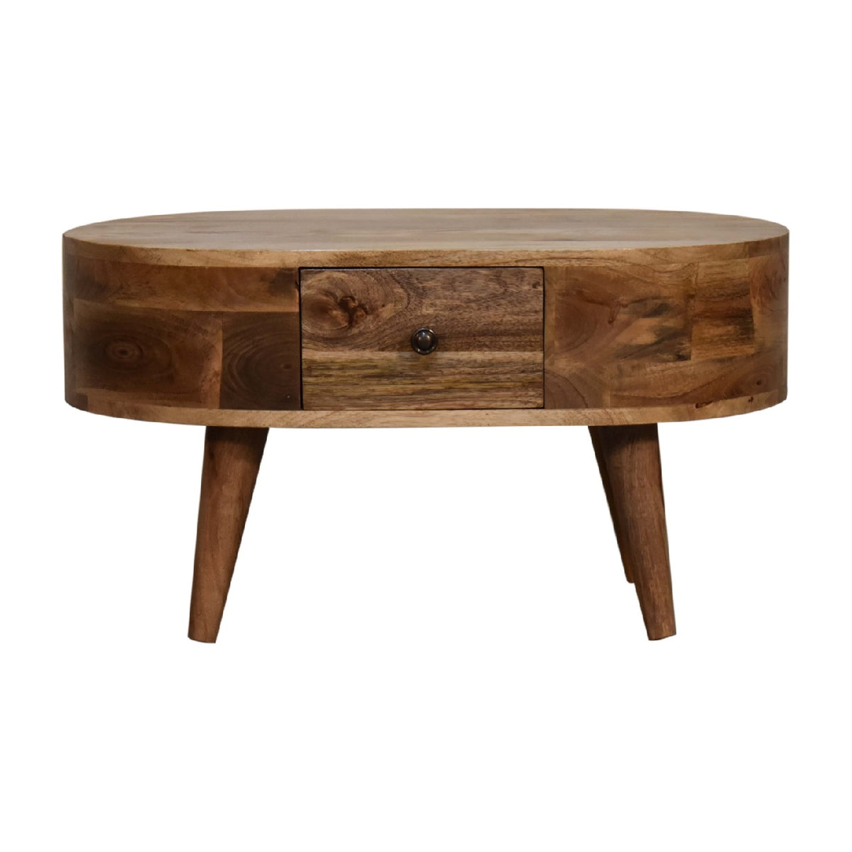 Mini Oak-ish Rounded Mango Wood Coffee Table