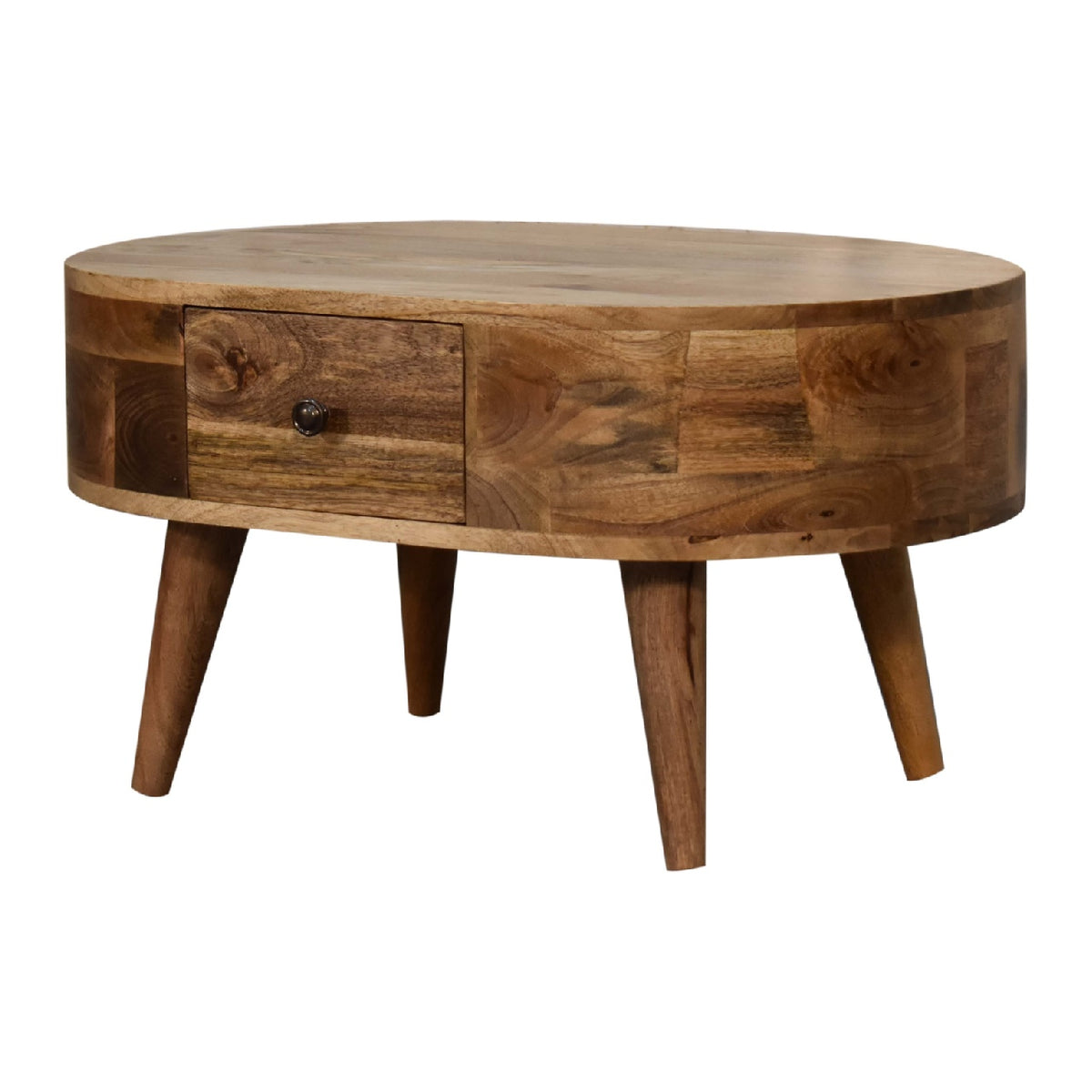 Mini Oak-ish Rounded Mango Wood Coffee Table