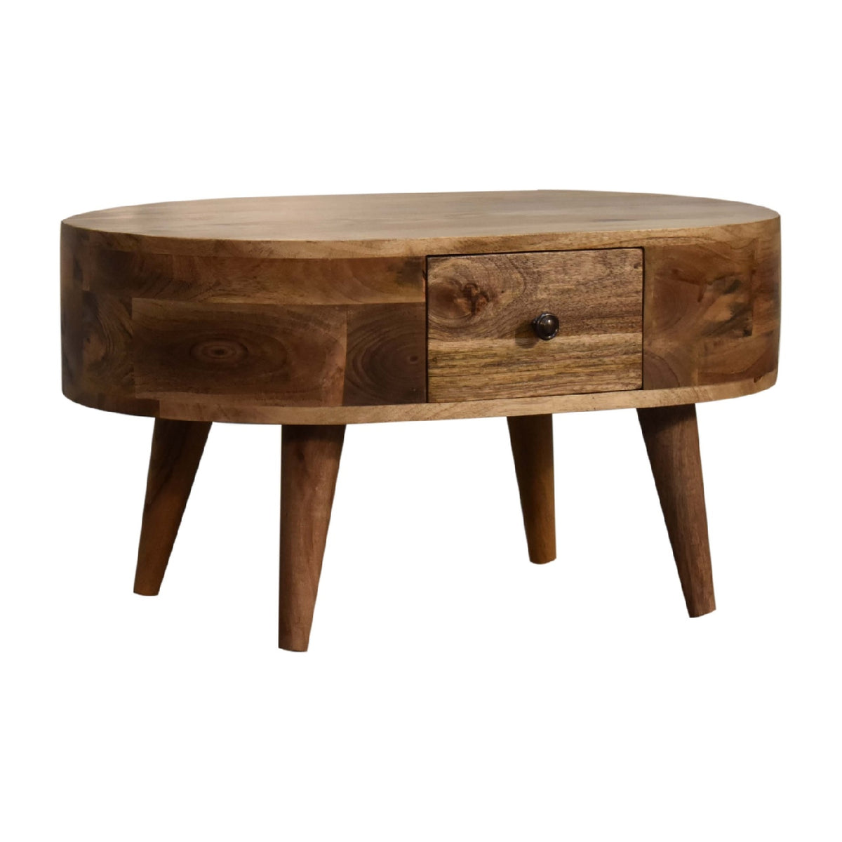 Mini Oak-ish Rounded Mango Wood Coffee Table