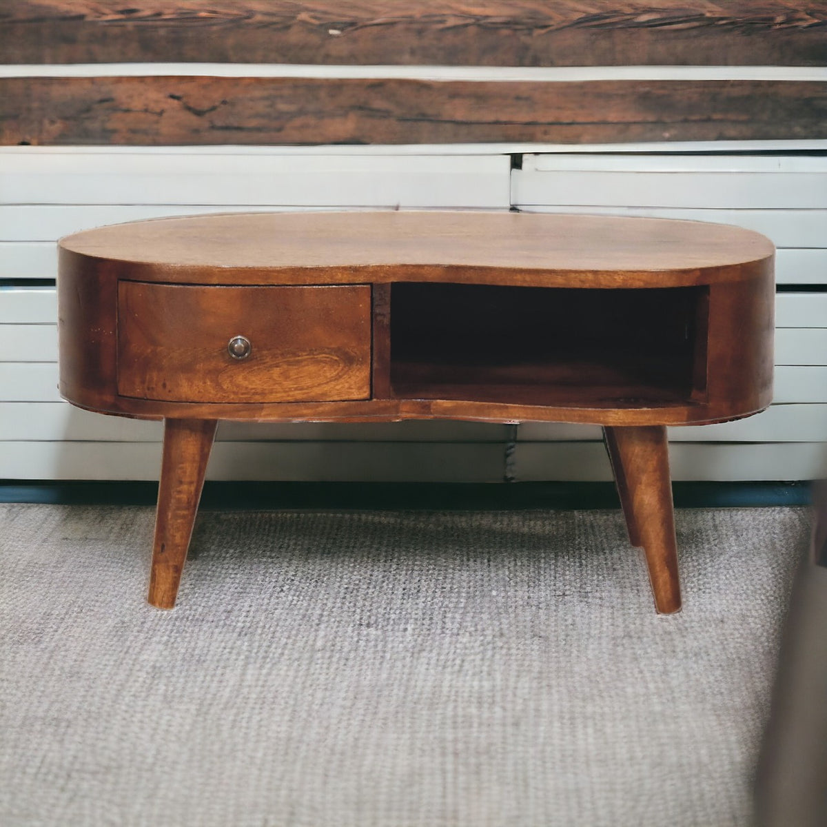 Mini Chestnut Wave Mango Wood Coffee Table