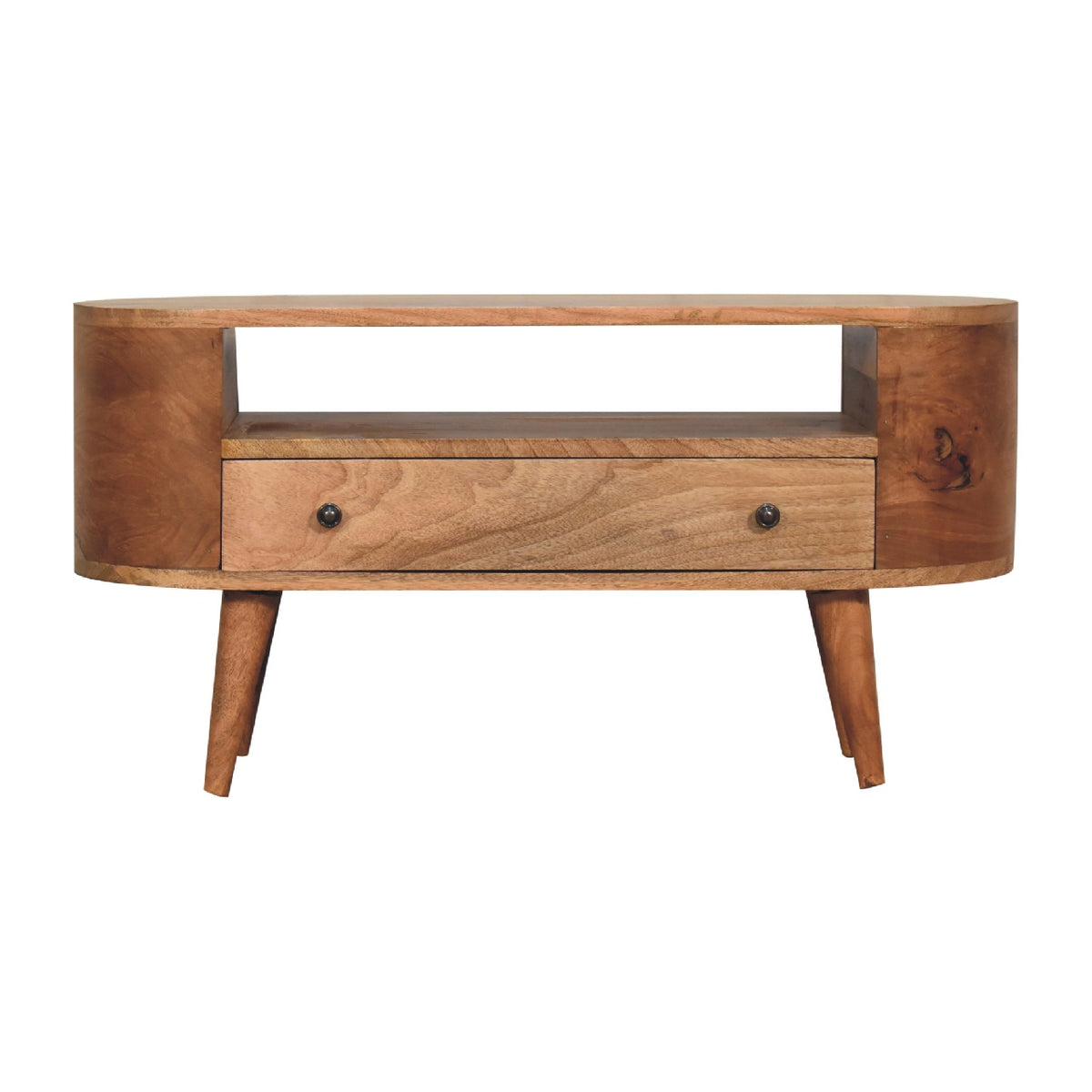 Mini Rounded Mango Wood TV Stand Entertainment Unit