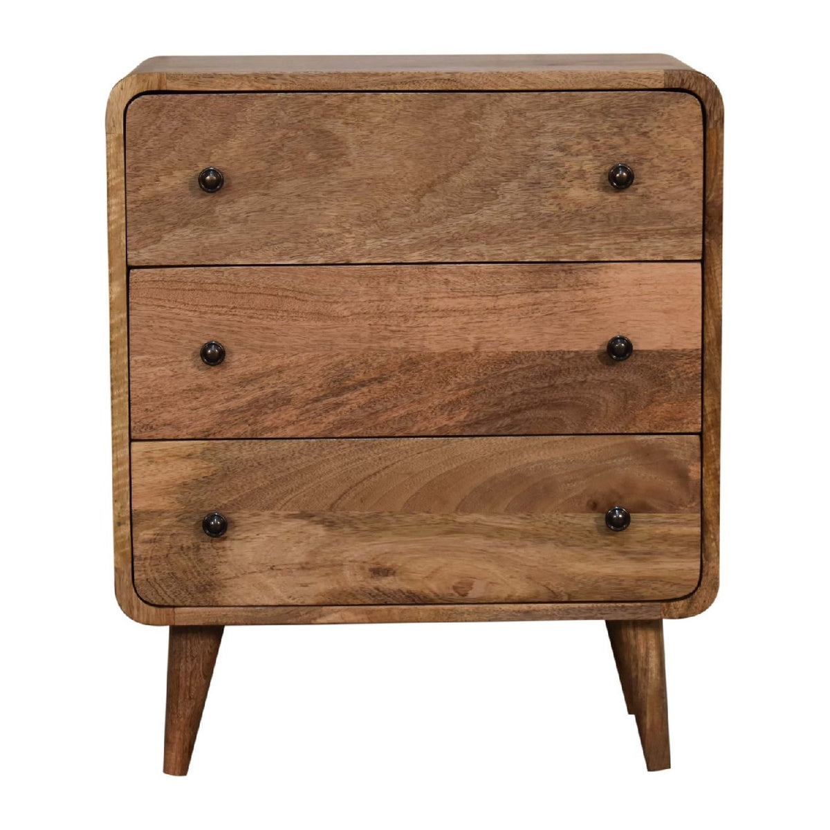 Curved Mango Wood 3 Drawer Chest