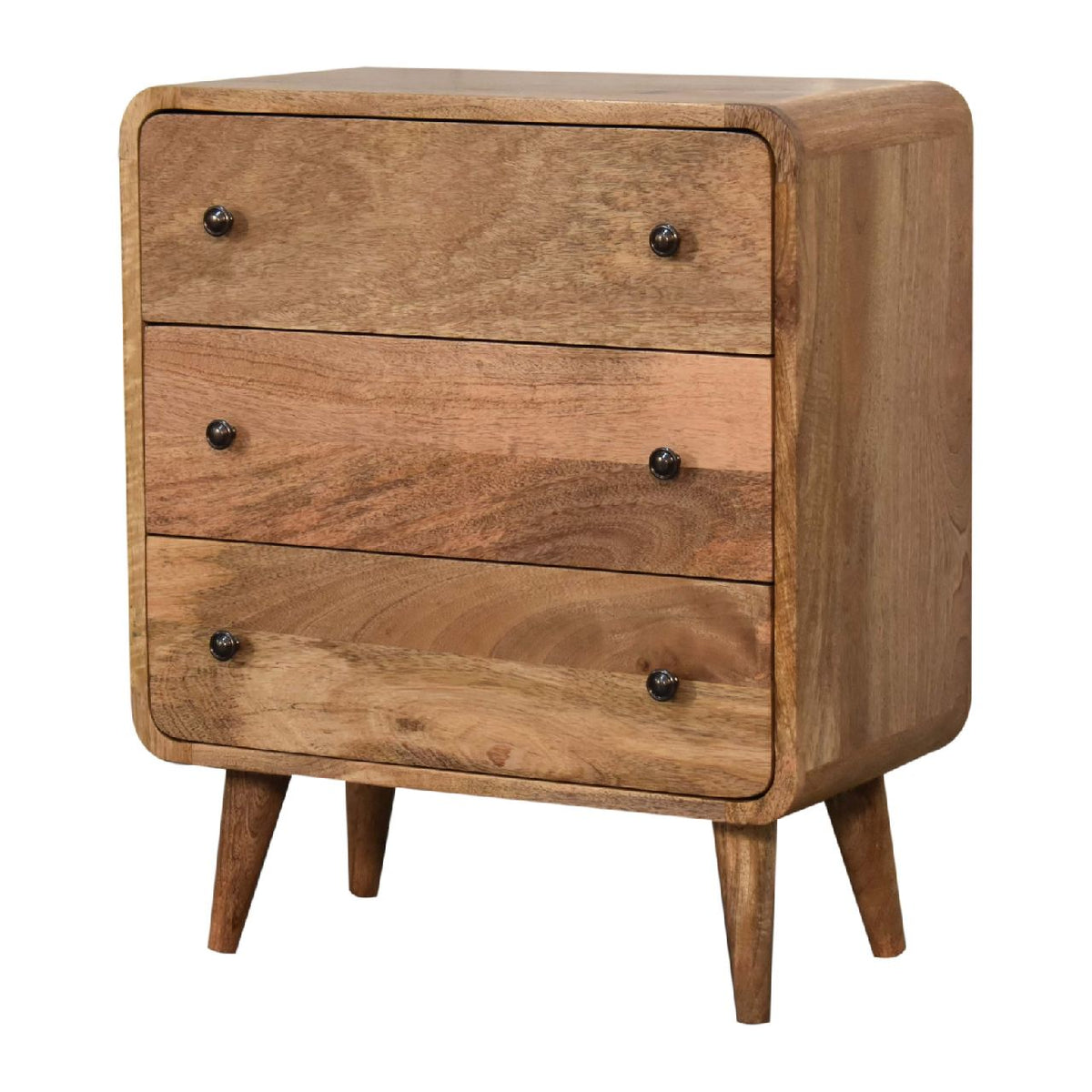 Curved Mango Wood 3 Drawer Chest