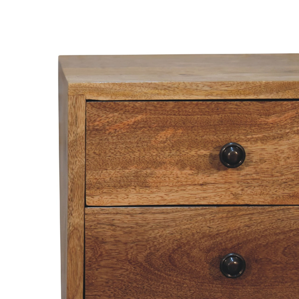 Mini 2 Drawer Mango Wood Bedside Table Oak-ish Finish