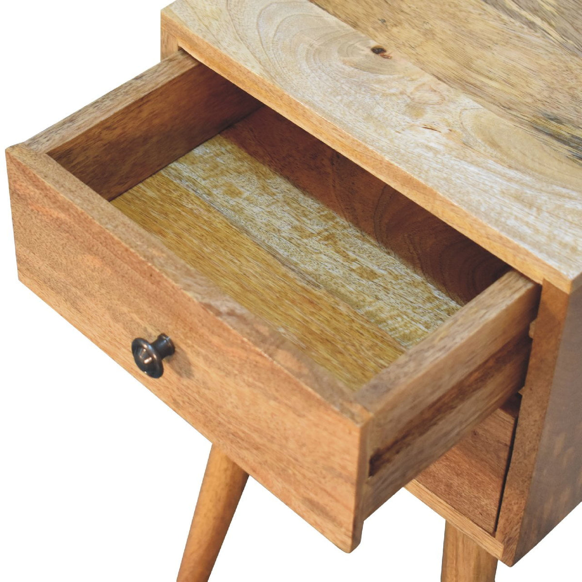 Mini 2 Drawer Mango Wood Bedside Table Oak-ish Finish