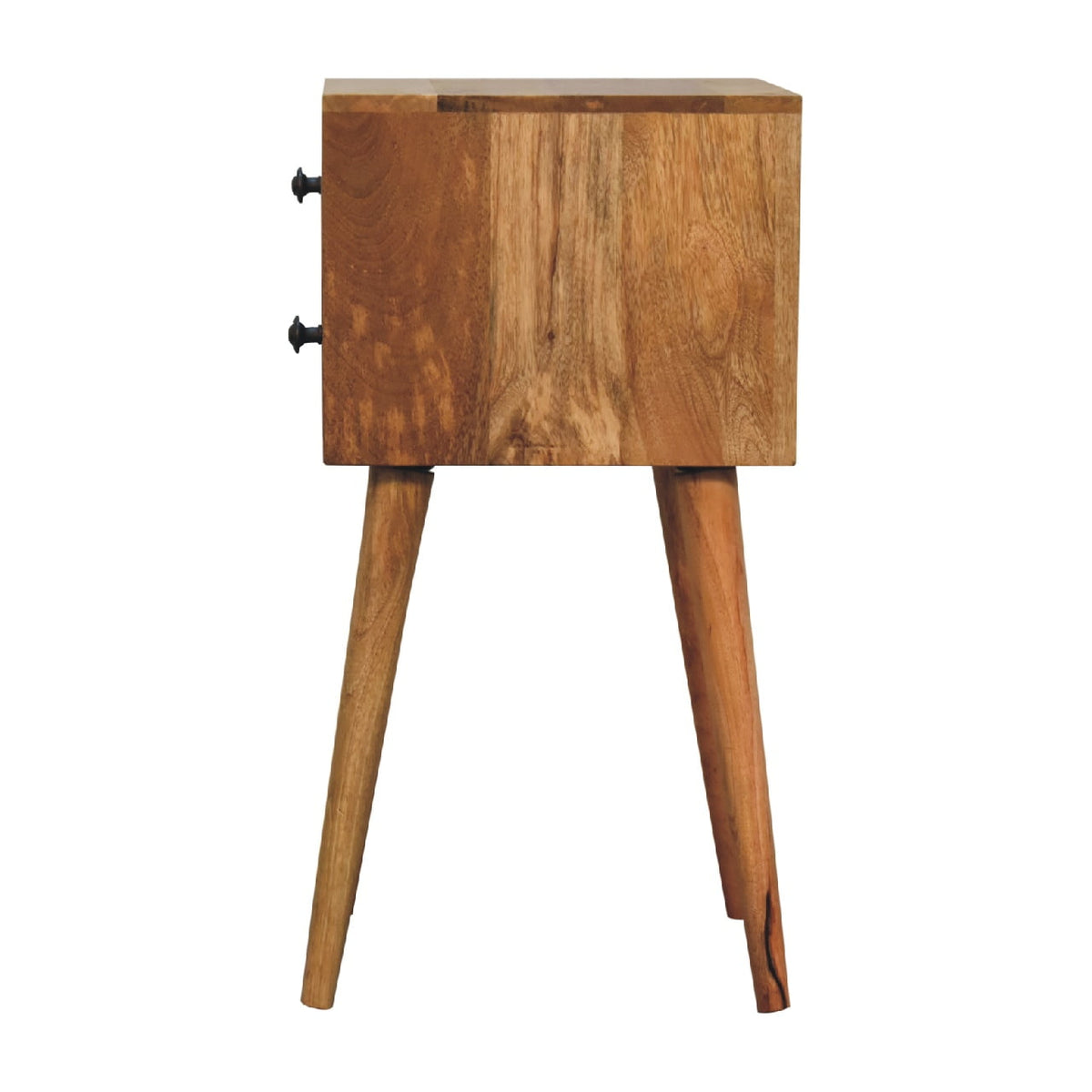 Mini 2 Drawer Mango Wood Bedside Table Oak-ish Finish