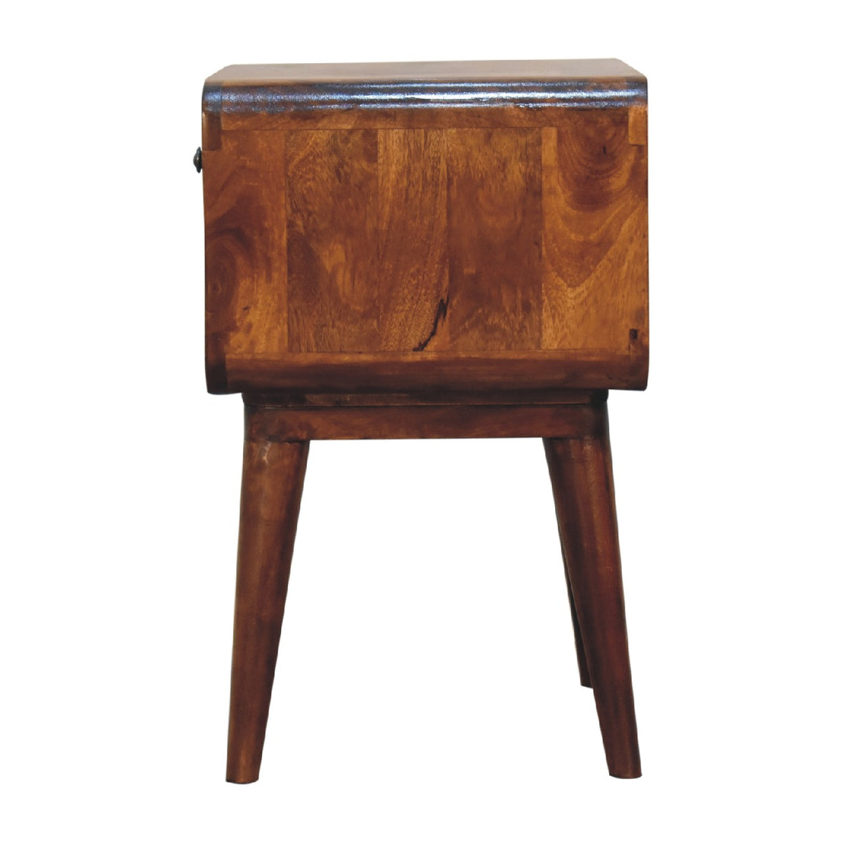 Curved Open Slot Chestnut Mango Wood Bedside Table