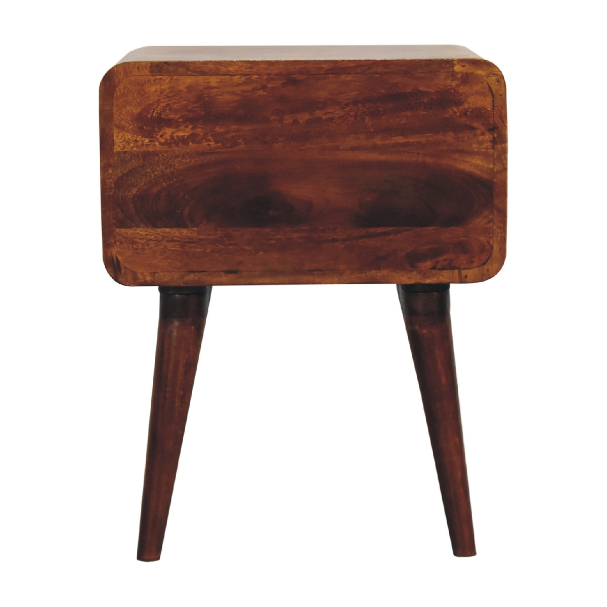 Curved Open Slot Chestnut Mango Wood Bedside Table