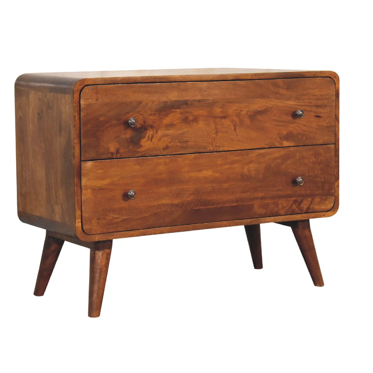 2 Drawer Curved Chestnut Chest of Drawers