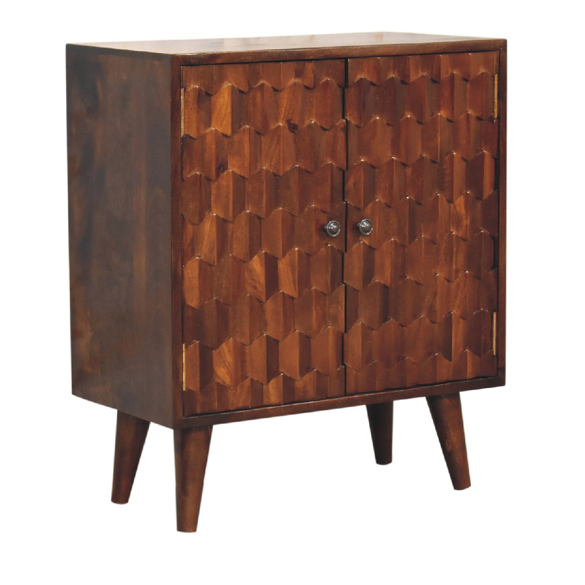 Chestnut Mango Pineapple Carved Cabinet