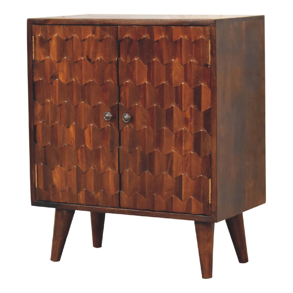 Chestnut Mango Pineapple Carved Cabinet