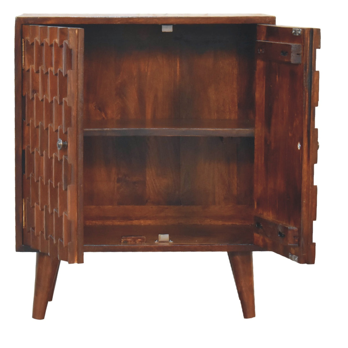 Chestnut Mango Pineapple Carved Cabinet