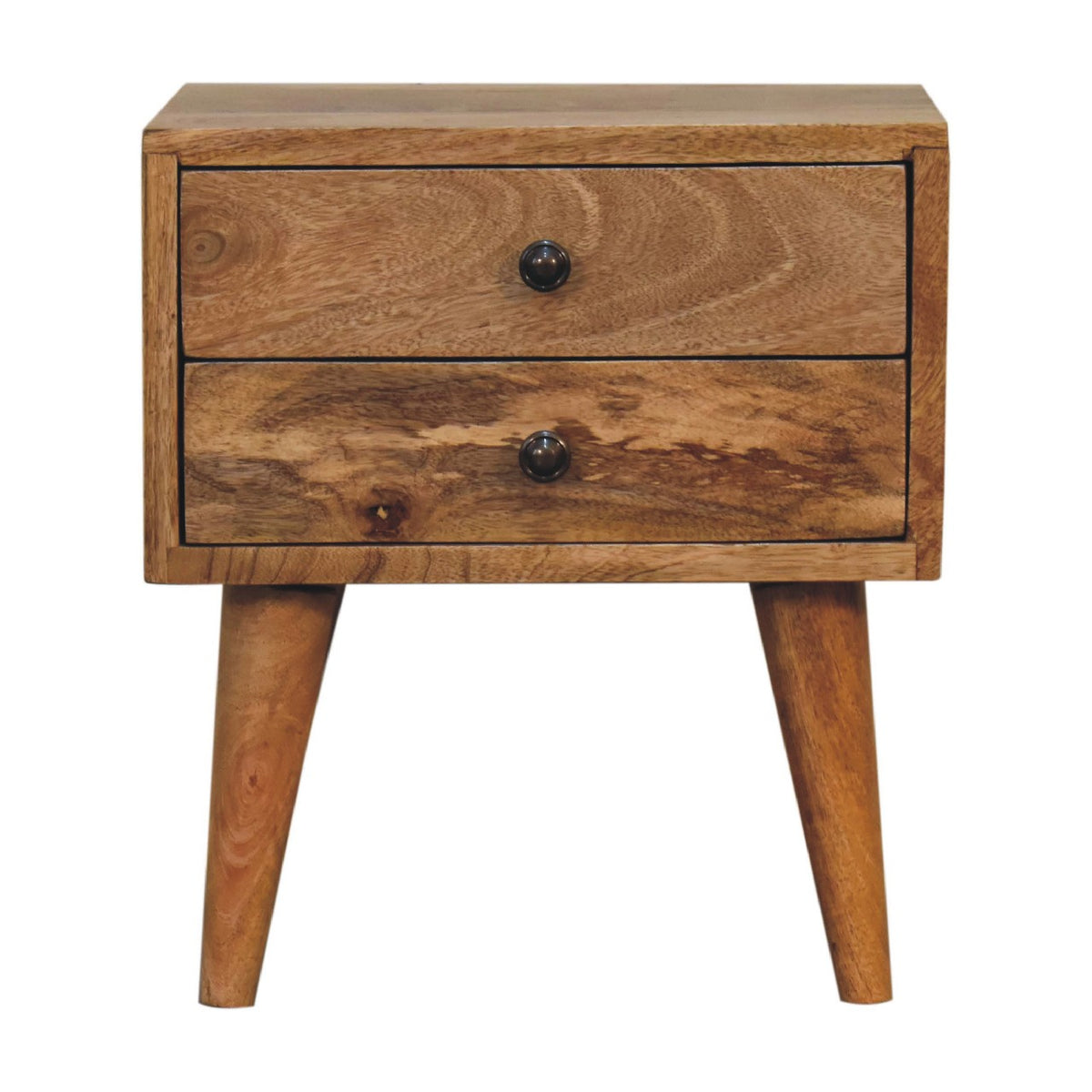 Mini Modern 2 Drawer Mango Wood Bedside Table