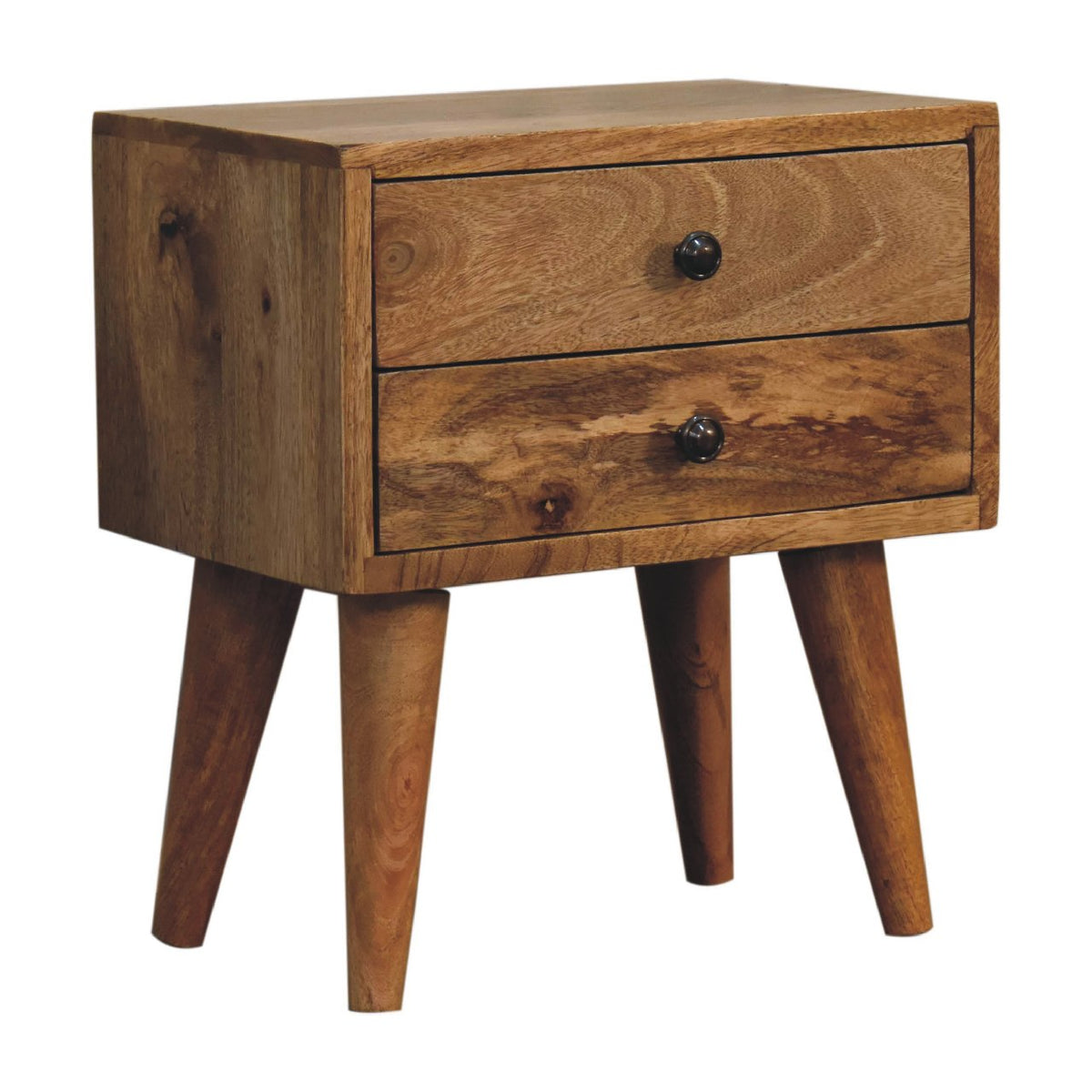 Mini Modern 2 Drawer Mango Wood Bedside Table