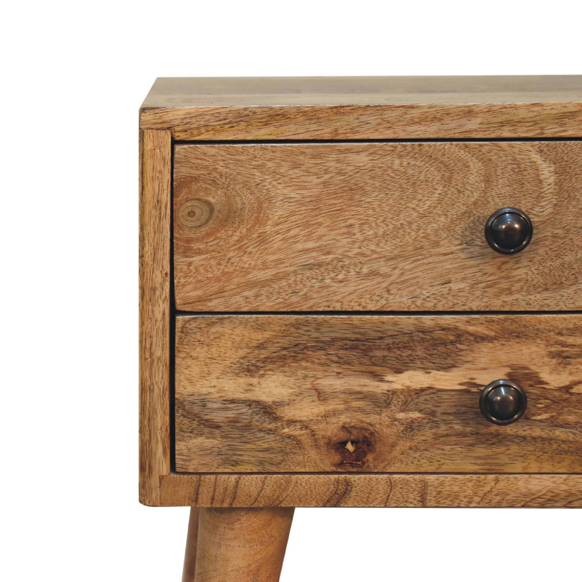 Mini Modern 2 Drawer Mango Wood Bedside Table