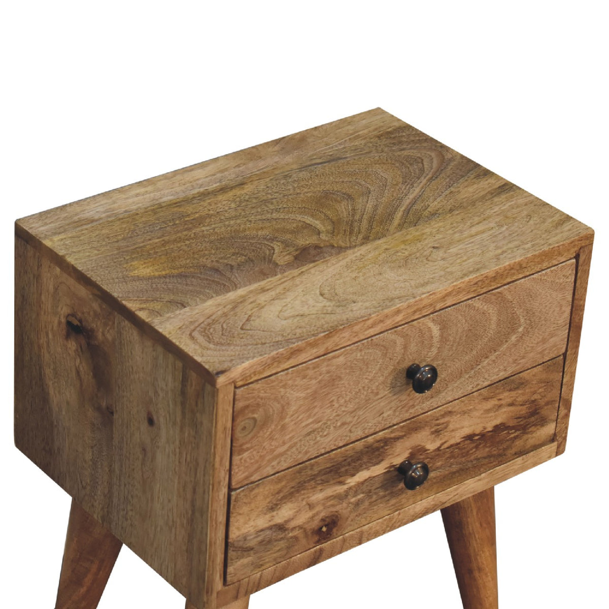 Mini Modern 2 Drawer Mango Wood Bedside Table