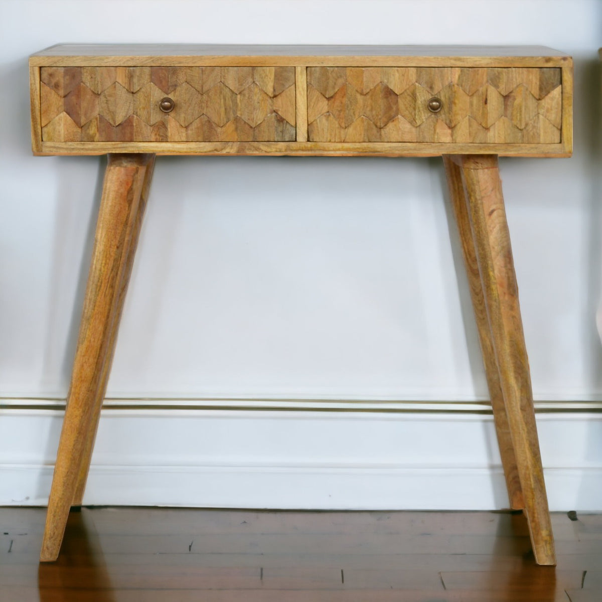 Pineapple Carved Mango Wood Console Table