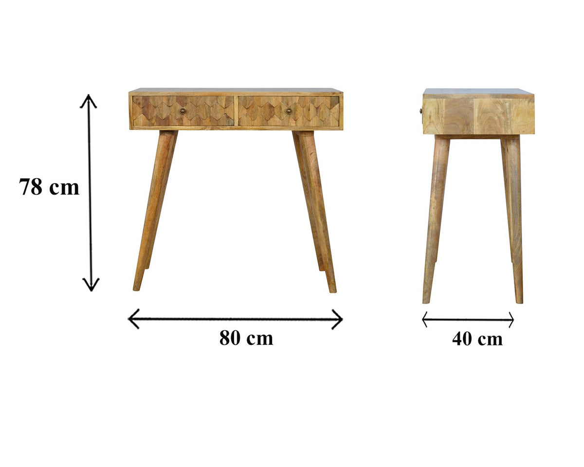 Pineapple Carved Mango Wood Console Table