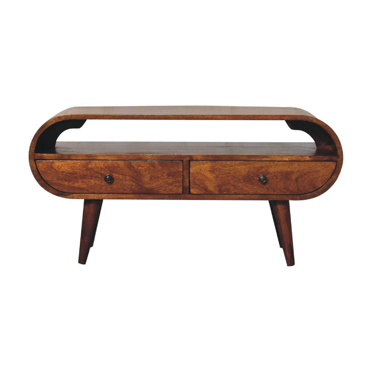 Chestnut Curved Mango Wood TV Stand