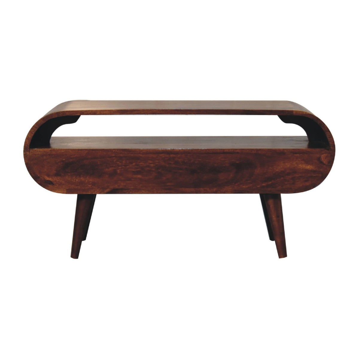 Chestnut Curved Mango Wood TV Stand