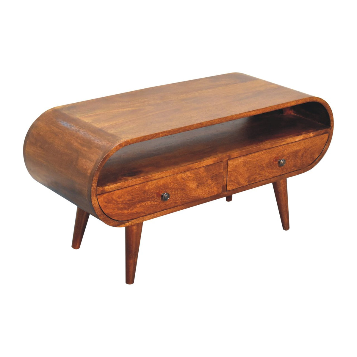 Chestnut Rounded Small TV Stand