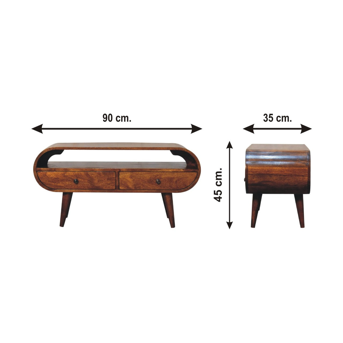 Chestnut Curved Mango Wood TV Stand