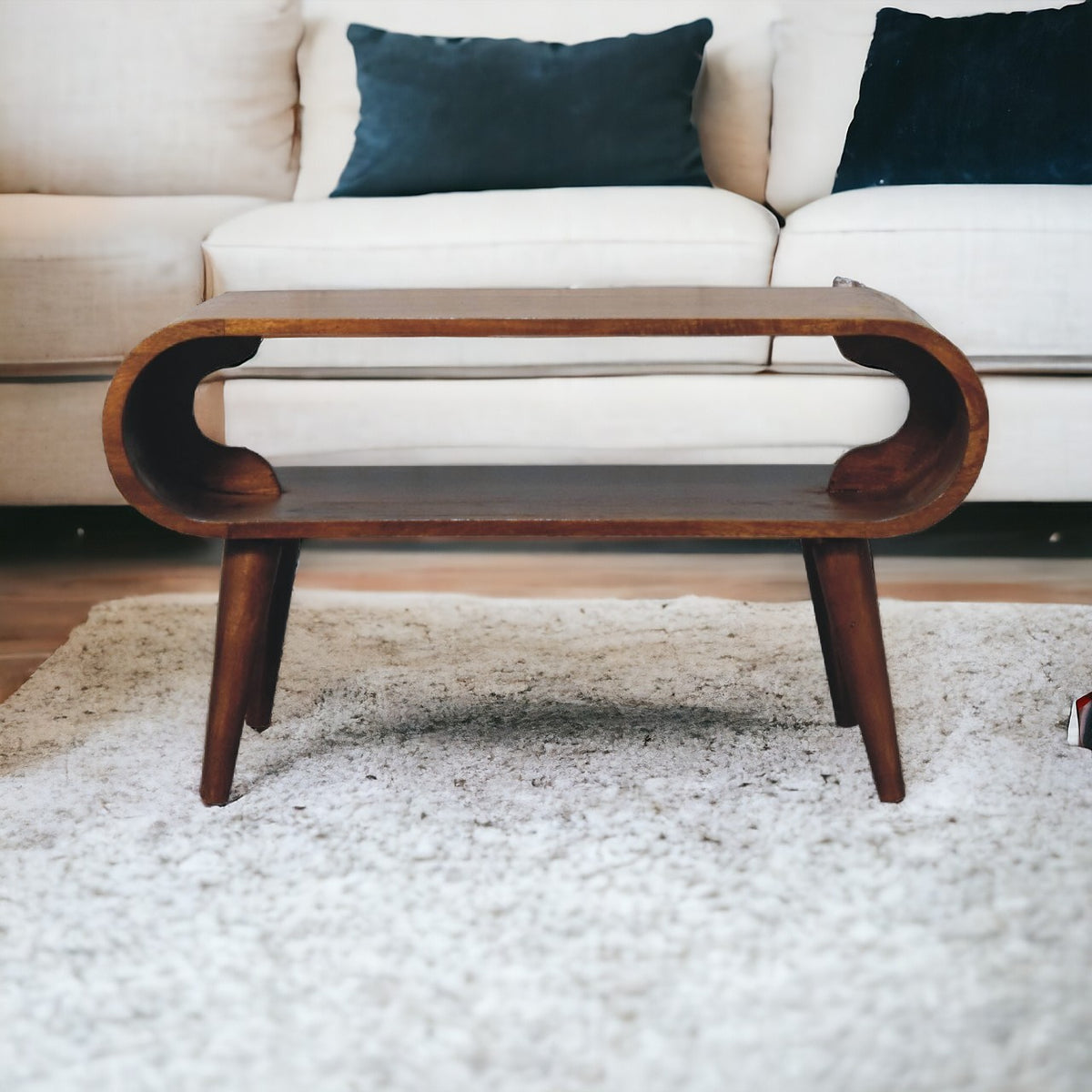 Open Mango Wood Coffee Table in Chestnut