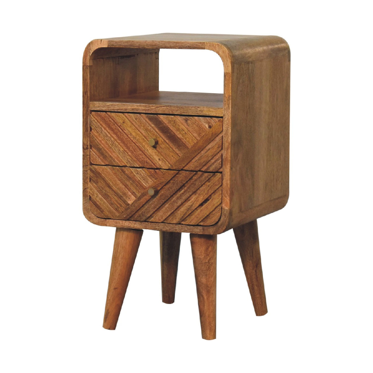 Mini Lille Curved Mango Wood Bedside Table