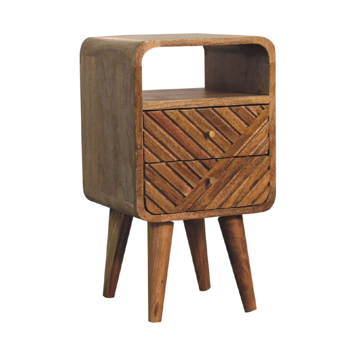 Mini Lille Curved Mango Wood Bedside Table