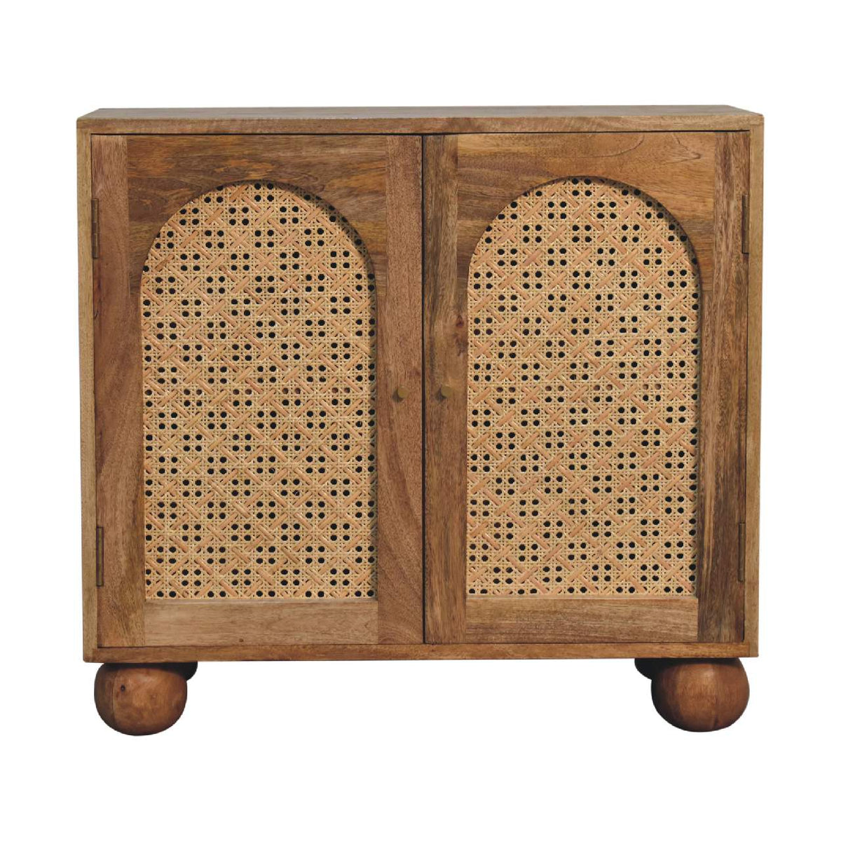 Arched Rattan Sideboard Rattan and Mango Wood Cabinet