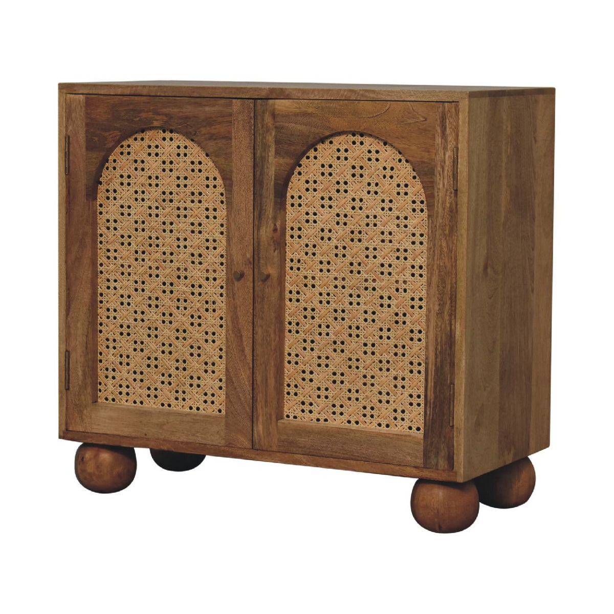 Arched Rattan Sideboard Rattan and Mango Wood Cabinet