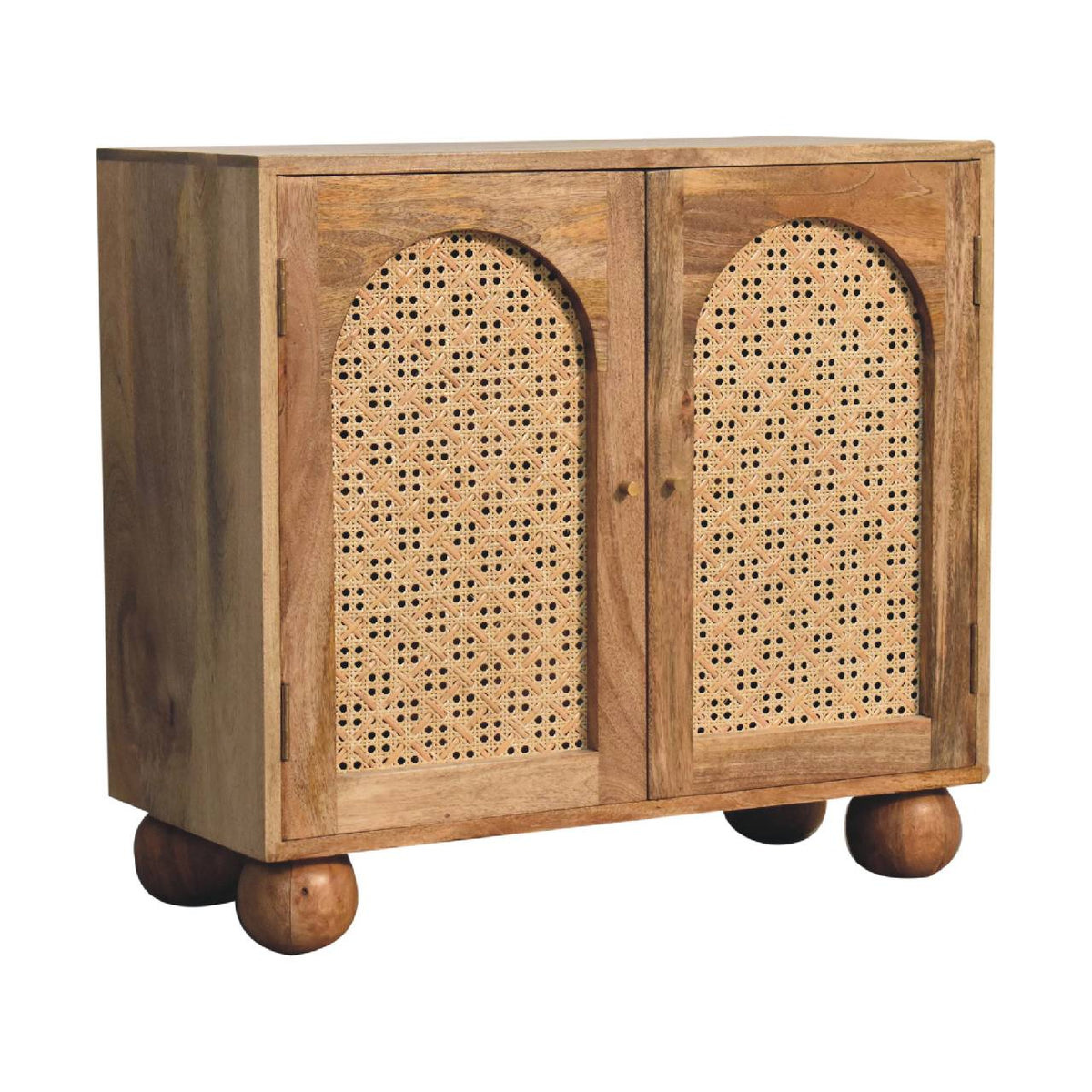 Arched Rattan Sideboard Rattan and Mango Wood Cabinet