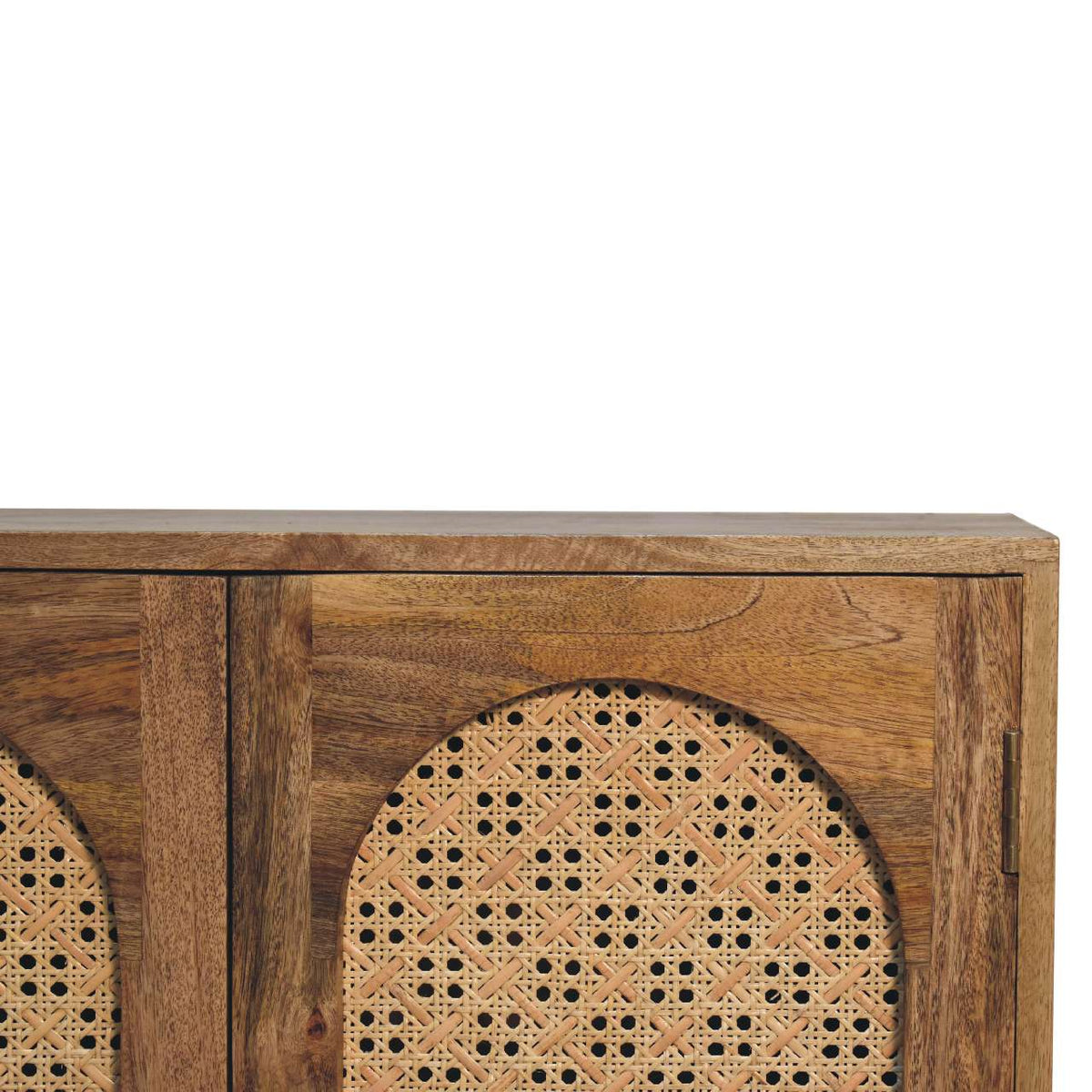 Arched Rattan Sideboard Rattan and Mango Wood Cabinet