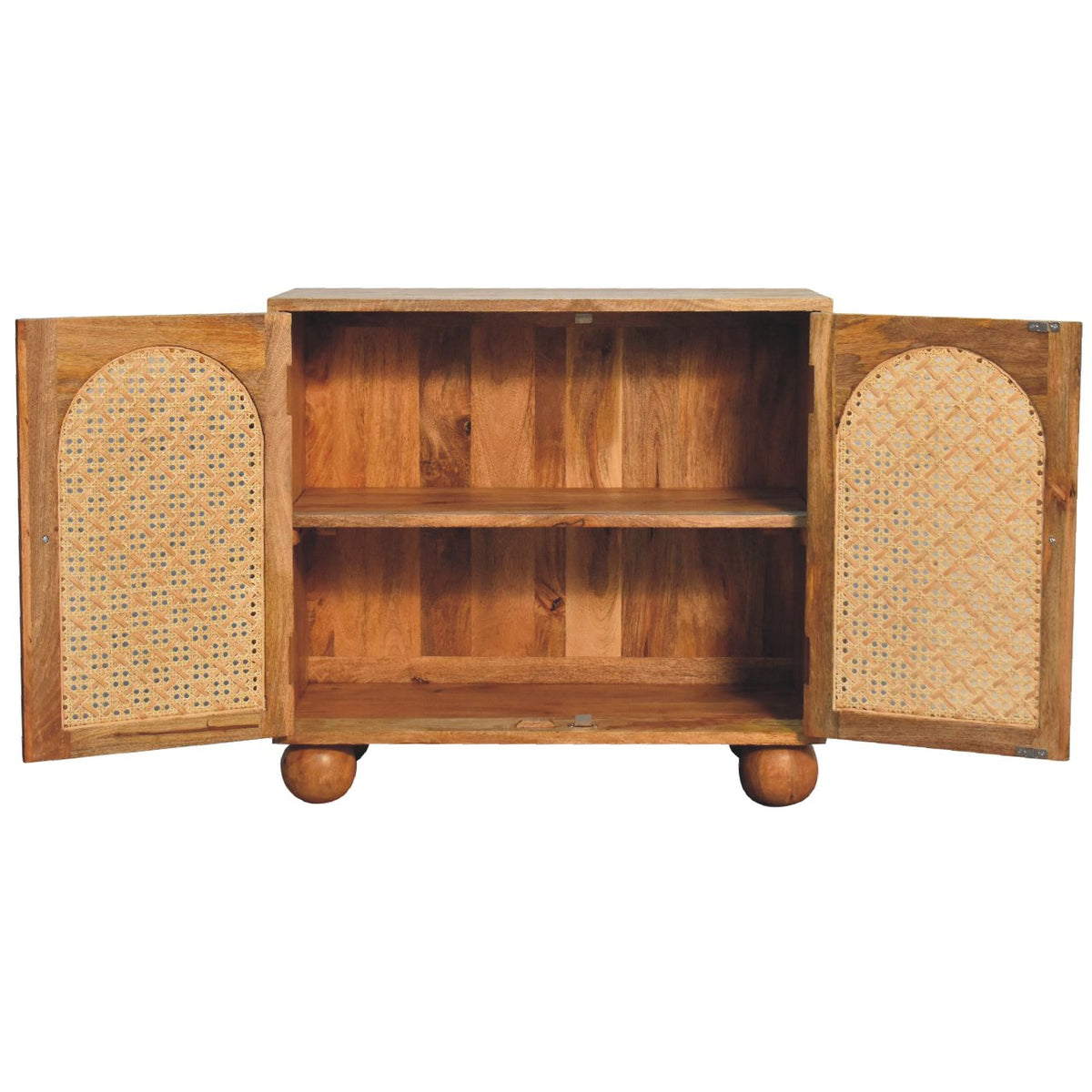 Arched Rattan Sideboard Rattan and Mango Wood Cabinet