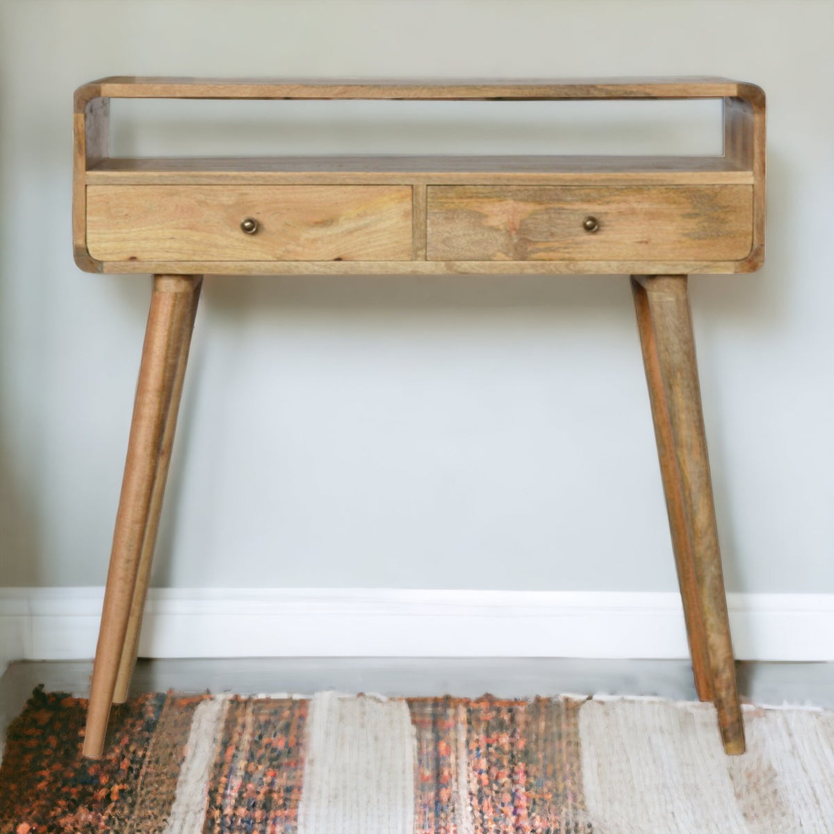 Curved 2 Drawer Mango Wood Console Table