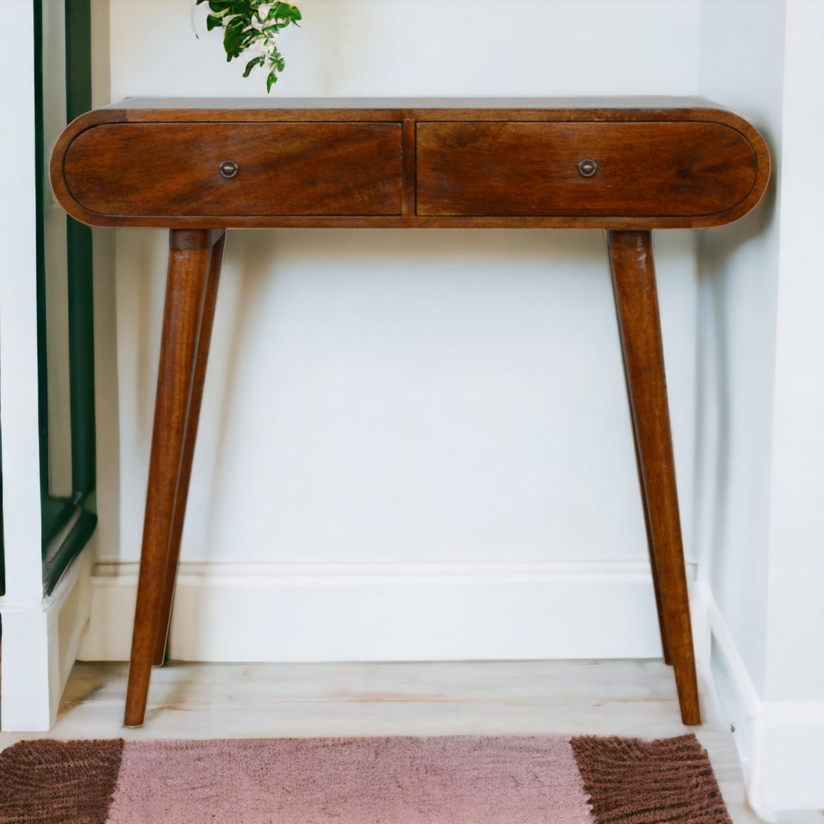 London Chestnut Mango Wood 2 Drawer Console Table