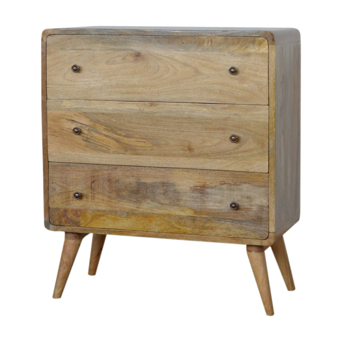 Mango Wood Curved 3 Drawer Chest