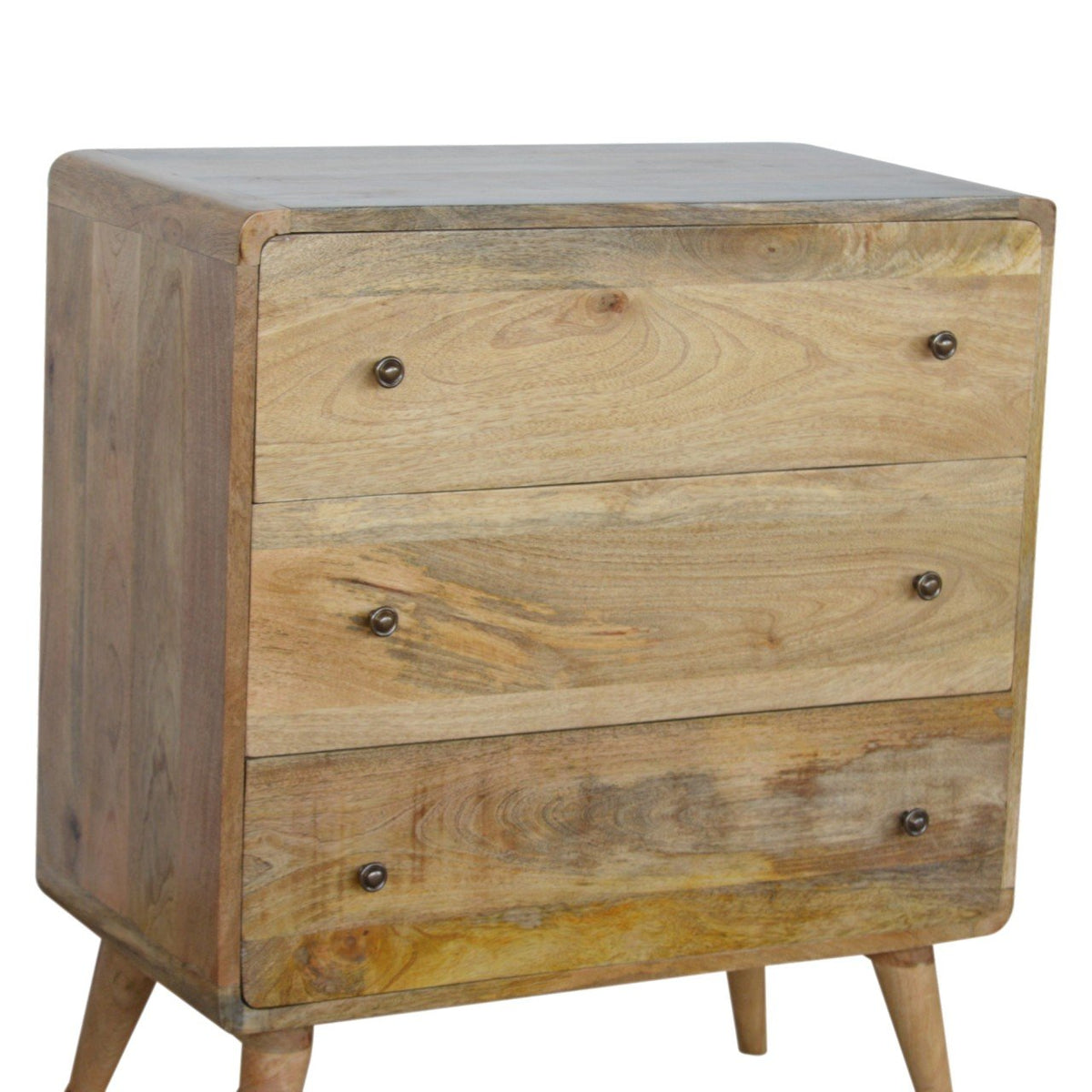 Curved Mango Wood 3 Drawer Chest Dresser