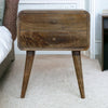Curved Classic Grey Washed Mango Wood Bedside Table