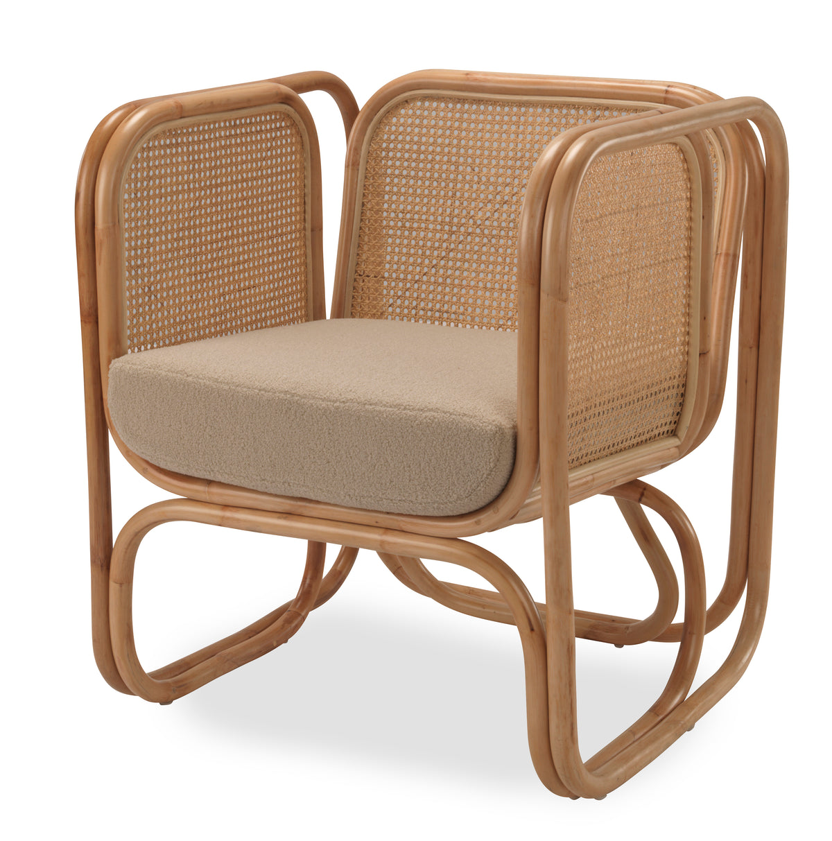 Indoor Rattan Iconic Chair with Latte Cushion