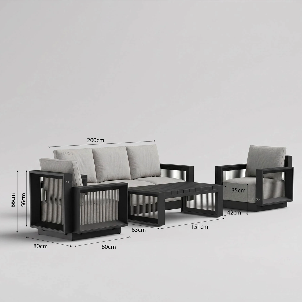 Isola Outdoor Lounge Set - Onyx - 5 Seater