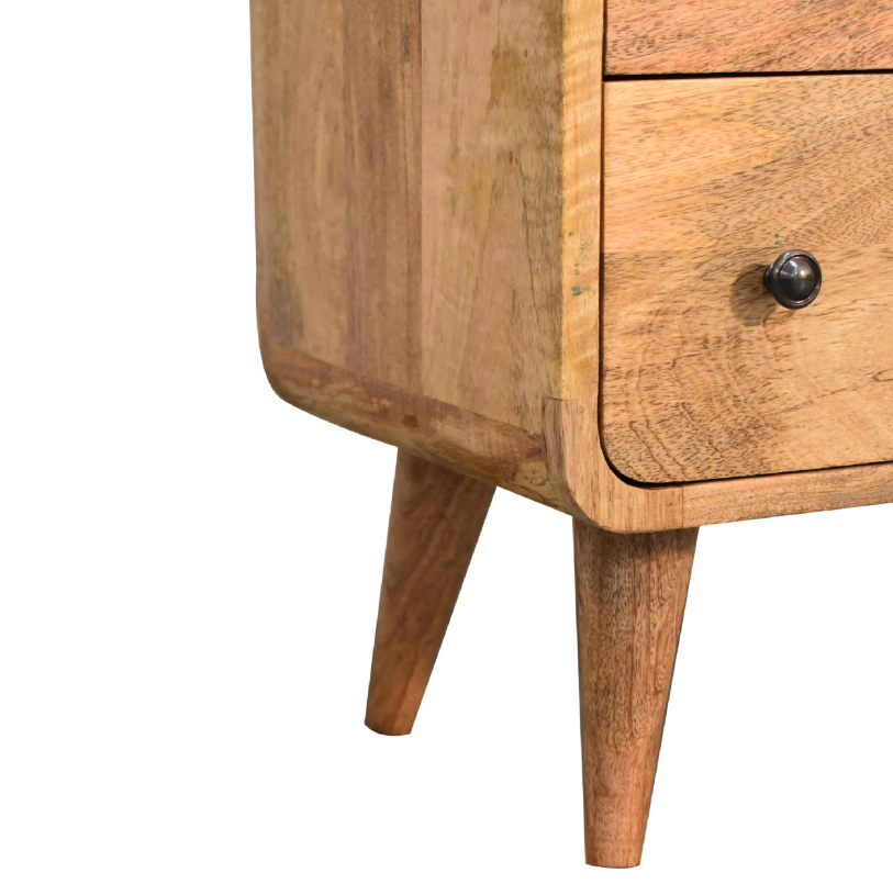 Curved Mango Wood 3 Drawer Chest