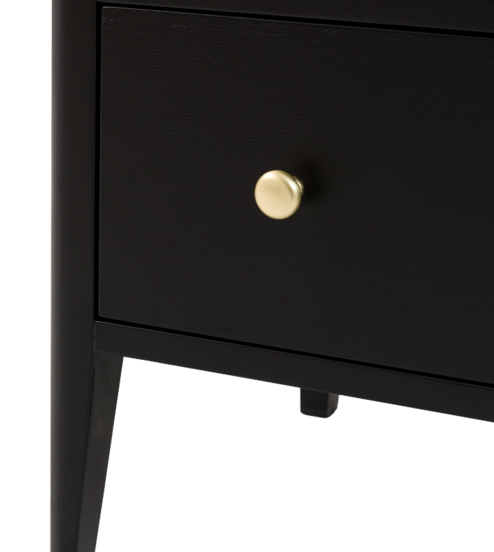 Accito Black 3 Drawer Wooden Chest