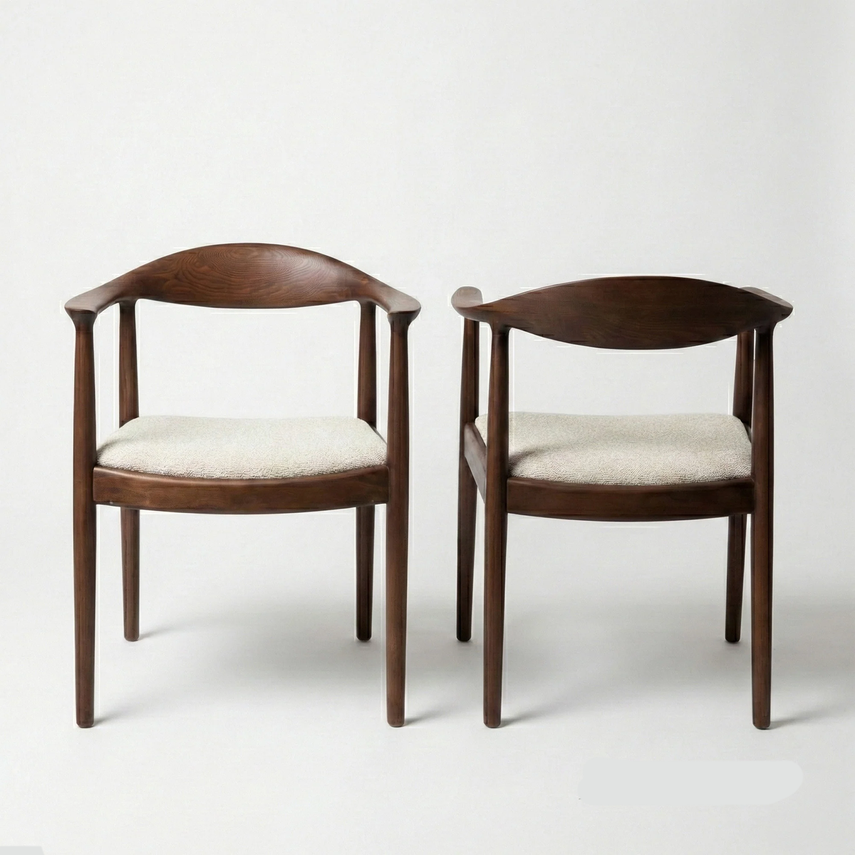 Juliet 90-180cm Walnut Dining Set – 4-Leg Extendable Table with 4 Fiora Oatmeal Boucle Chairs