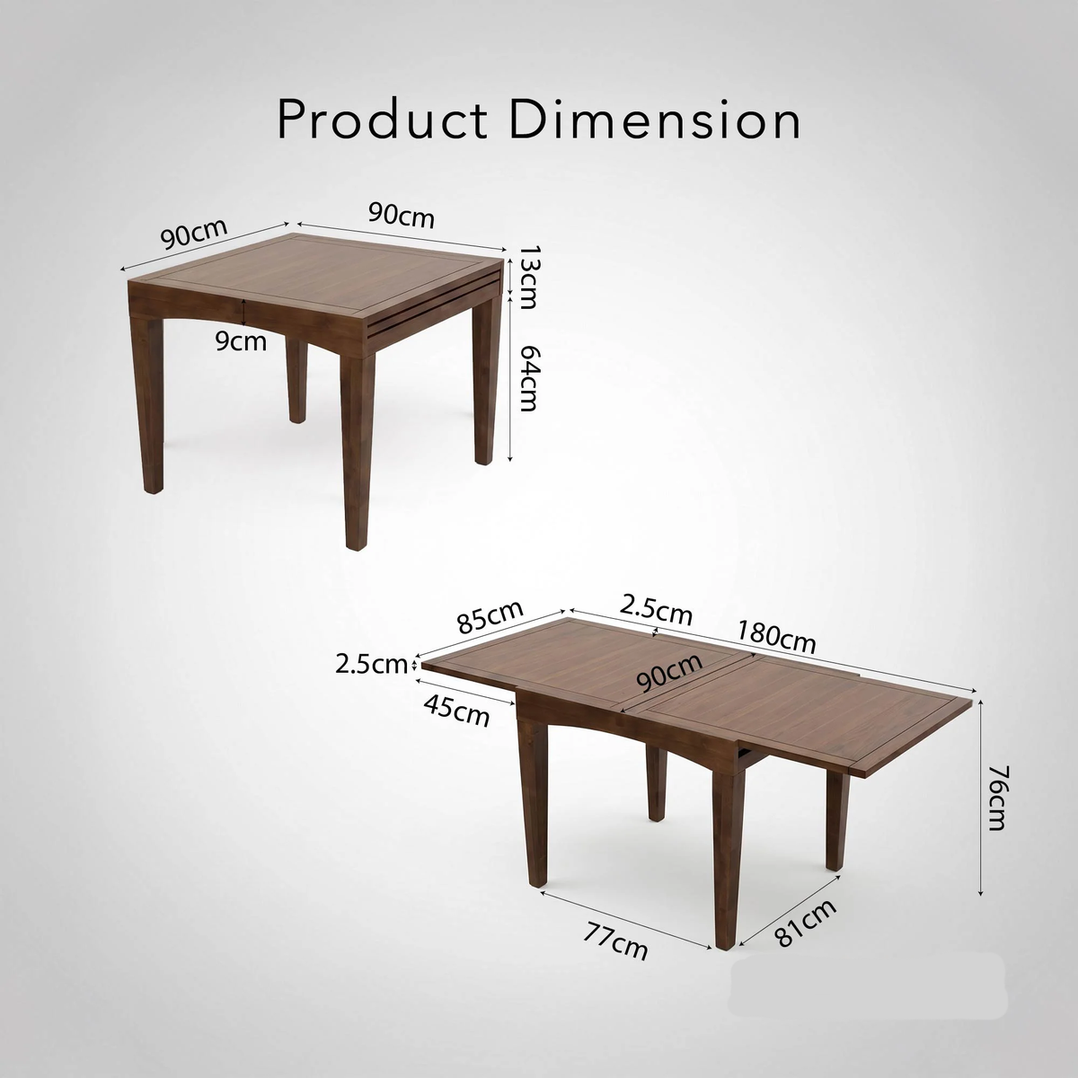 Juliet 90-180cm Walnut Dining Set – 4-Leg Extendable Table with 4 Orlando Oatmeal Boucle Chairs